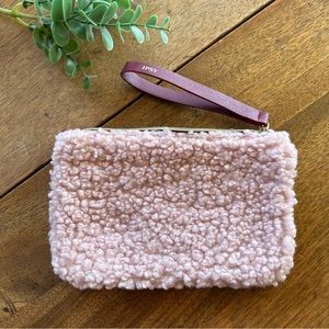 🌸3 for $20🌸 Blush Pink Teddy Sherpa Plush Cosmetic Bag NWOT